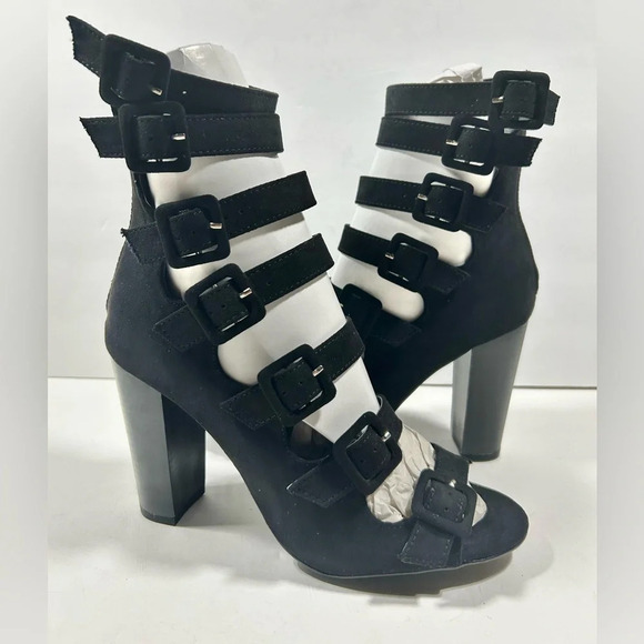 NIB!Olivia Jorgensen "Murray" 7 Buckles - Back Zipper - Pee a Boo Toe - Size 9 - Picture 2 of 14